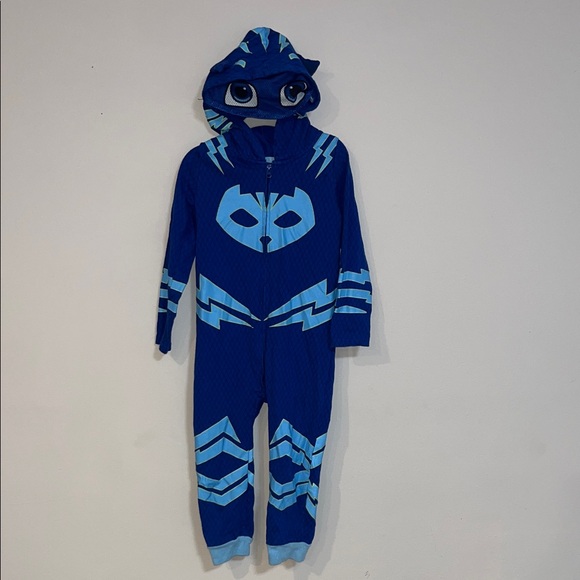 PJ Masks Halloween Costume Pajama One Piece Outfit with Taill Mask Hood Cat Boy - Picture 1 of 3